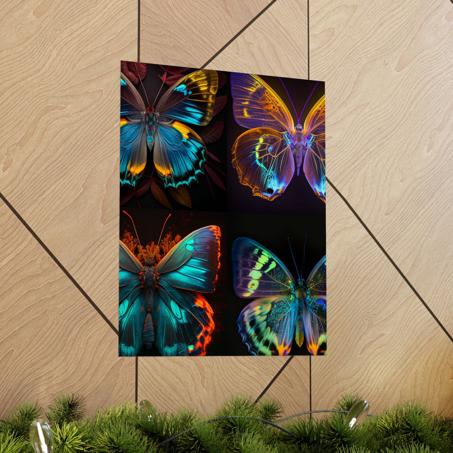 Premium Matte Vertical Posters Neon Butterfly Flair 5