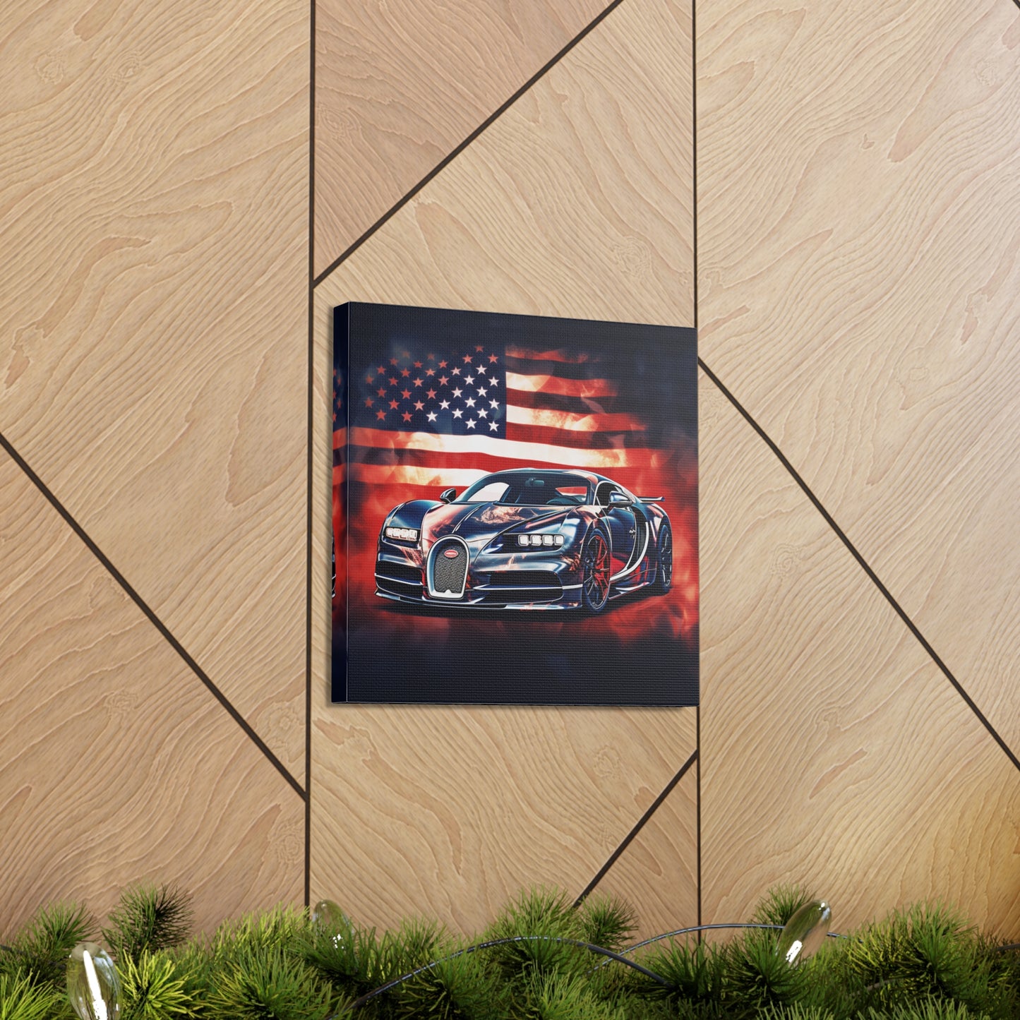 Canvas Gallery Wraps Abstract American Flag Background Bugatti 4