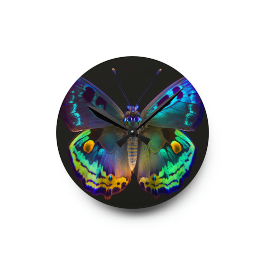 Acrylic Wall Clock Neon Hue Butterfly 4