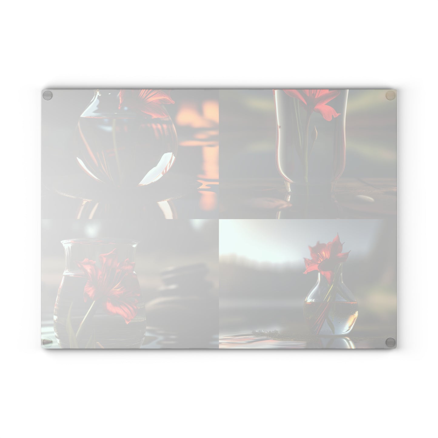 Glass Cutting Board Red Lily in a Glass vase 5