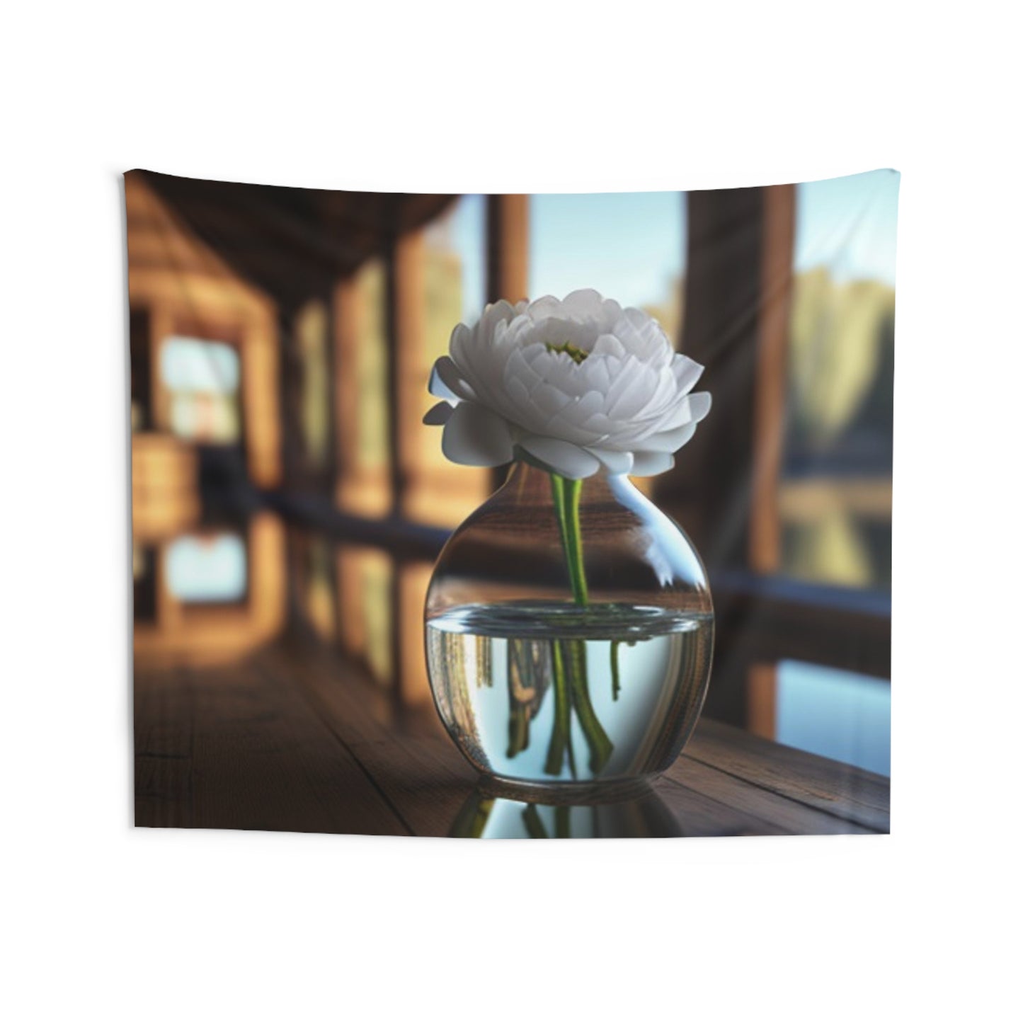 Indoor Wall Tapestries White Peony glass vase 3