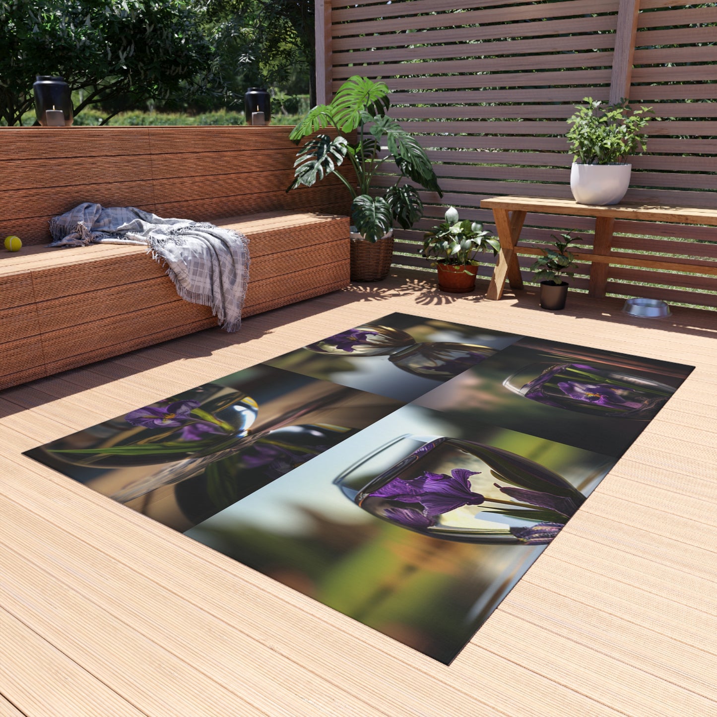 Outdoor Rug  Purple Iris in a vase 5