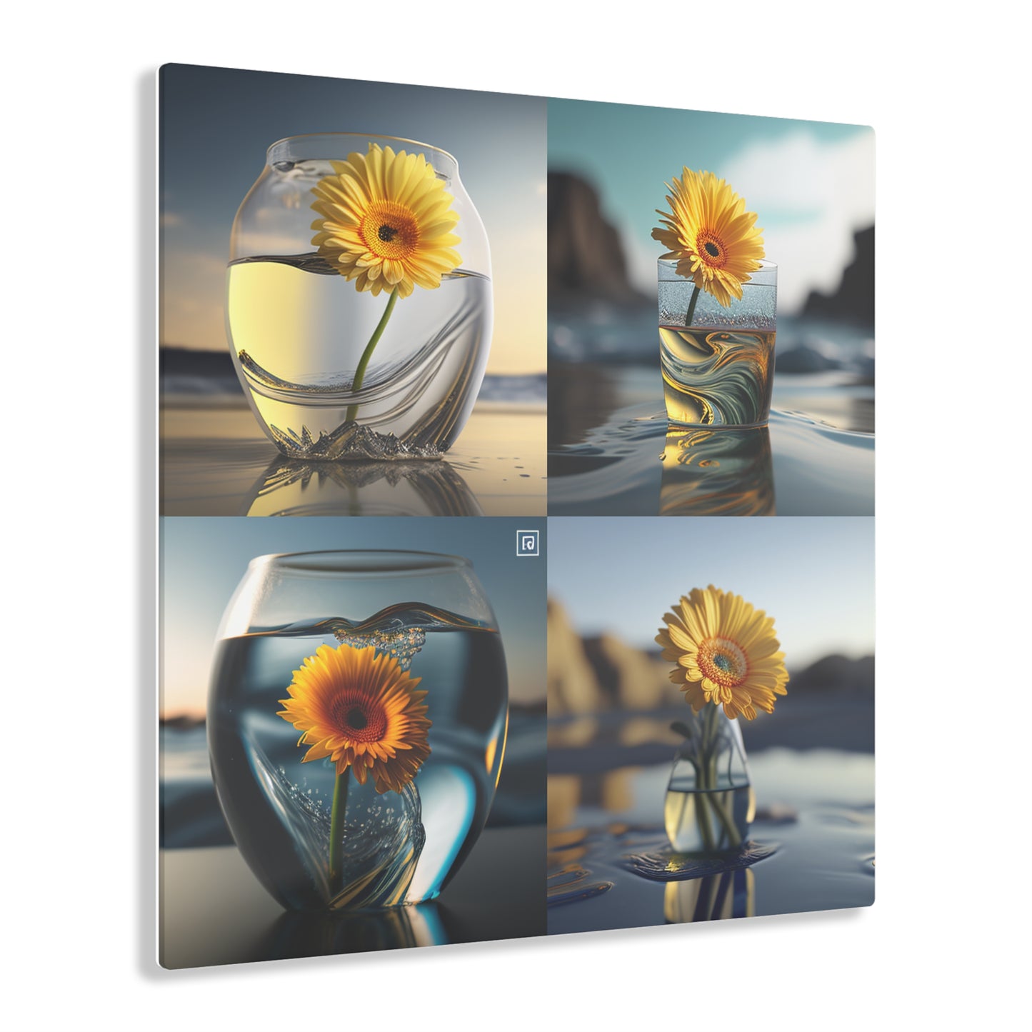 Acrylic Prints yello Gerbera glass 5