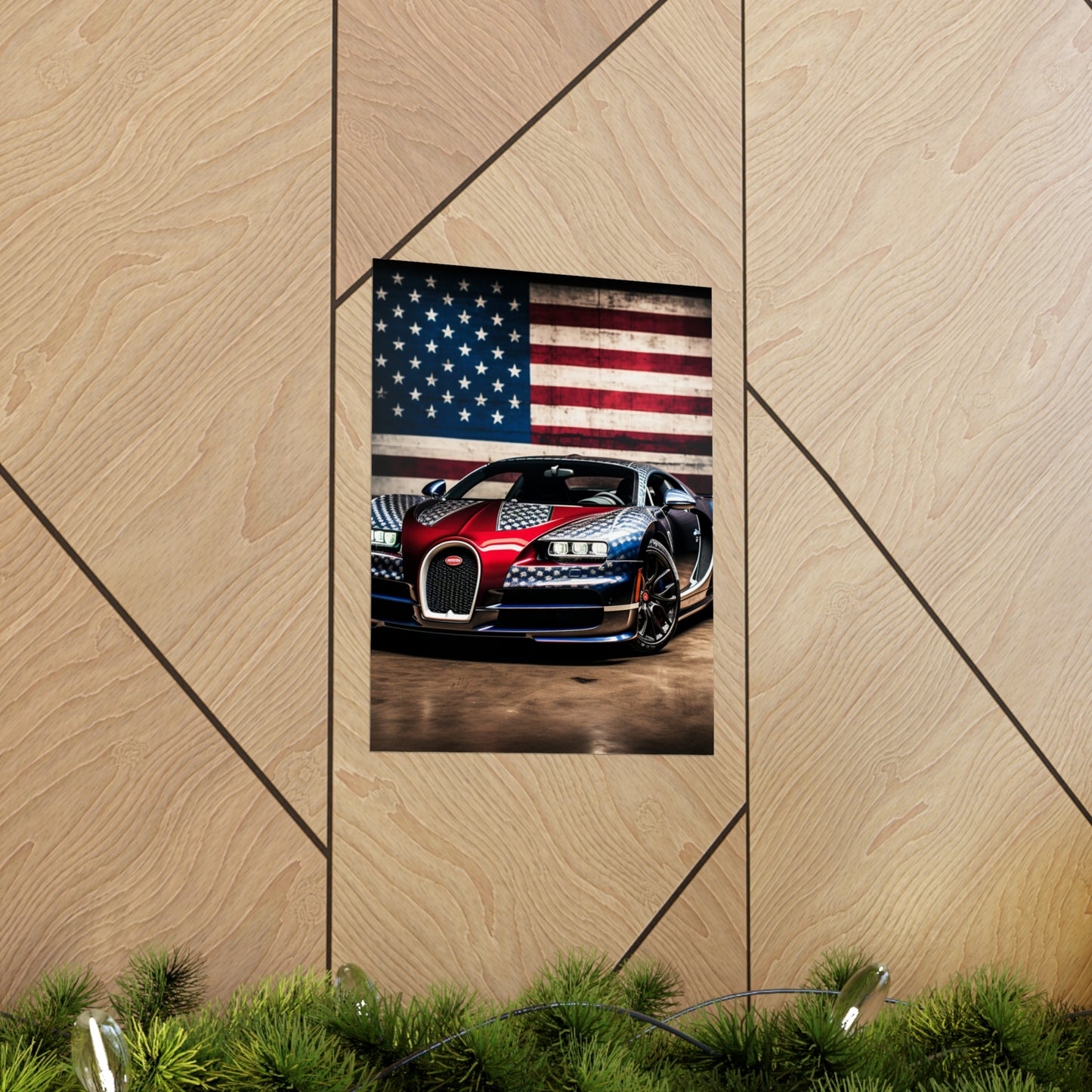 Premium Matte Vertical Posters Bugatti American Flag 1