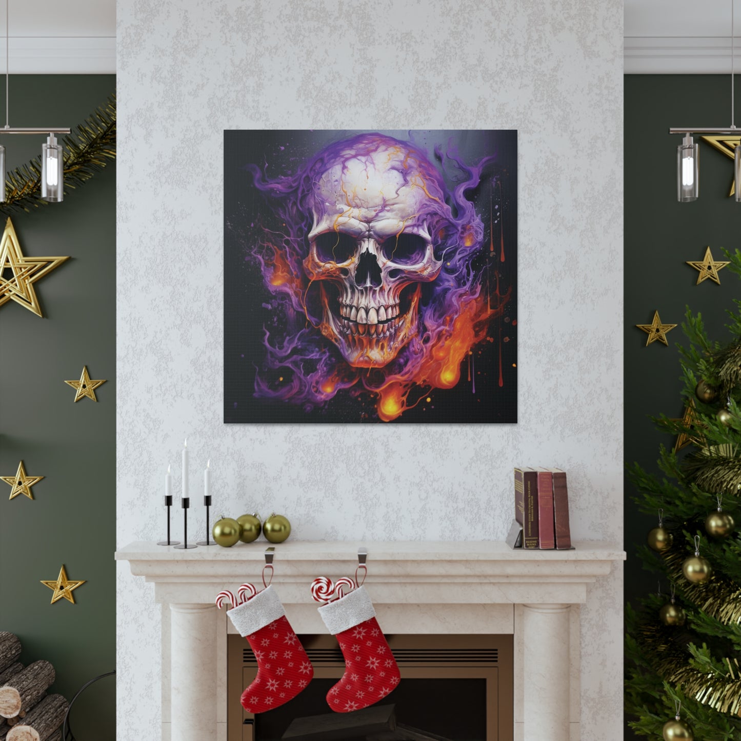 Canvas Gallery Wraps Skull Flames 2