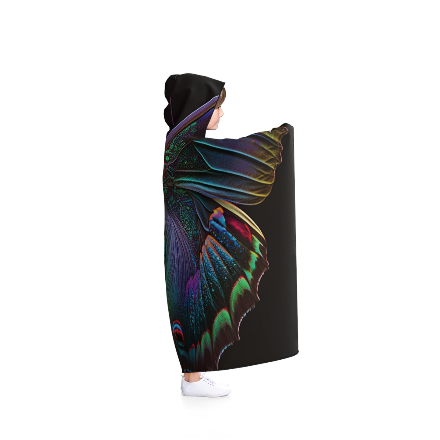 Hooded Blanket Hue Neon Butterfly 4