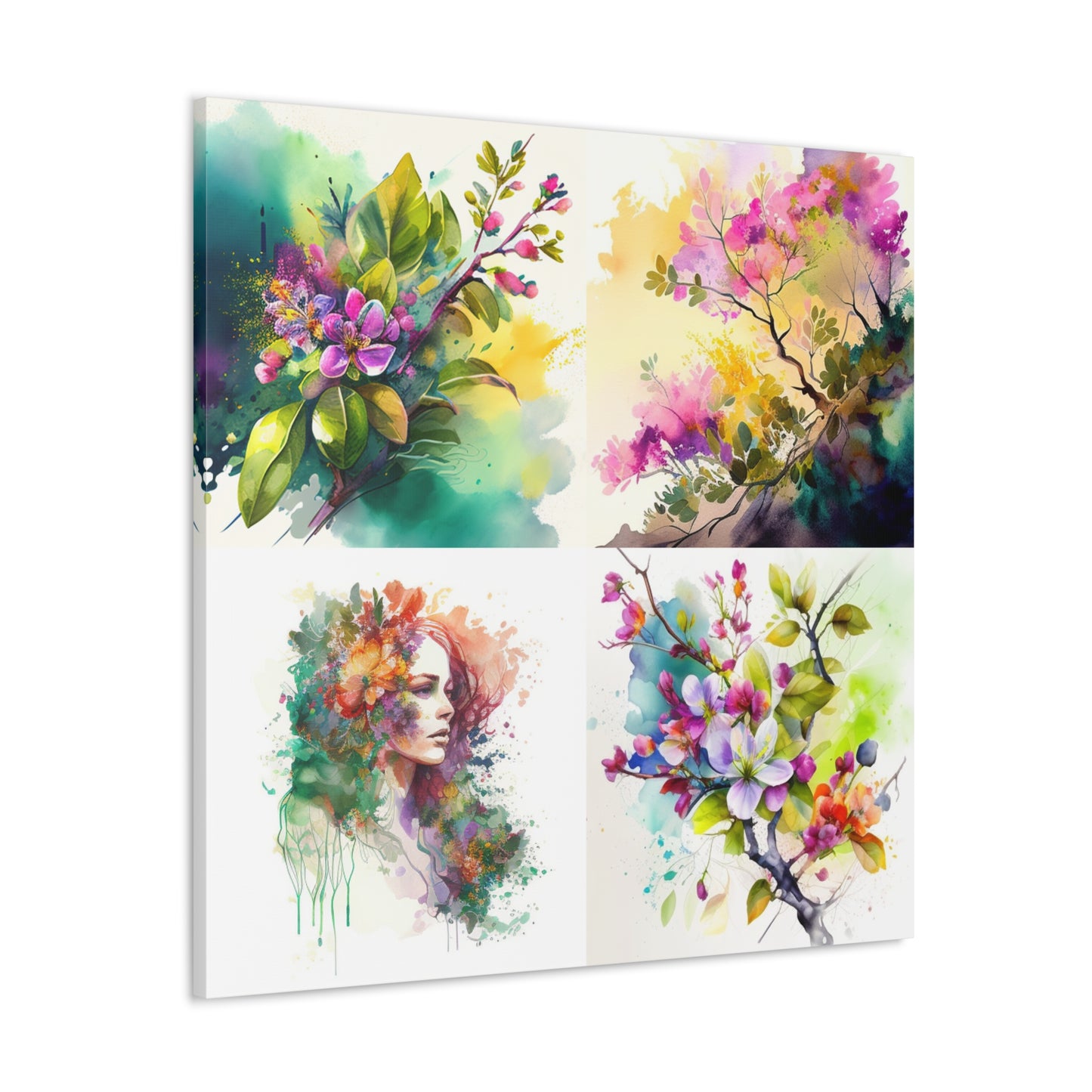 Canvas Gallery Wraps Mother Nature Bright Spring Colors Realistic Watercolor 5