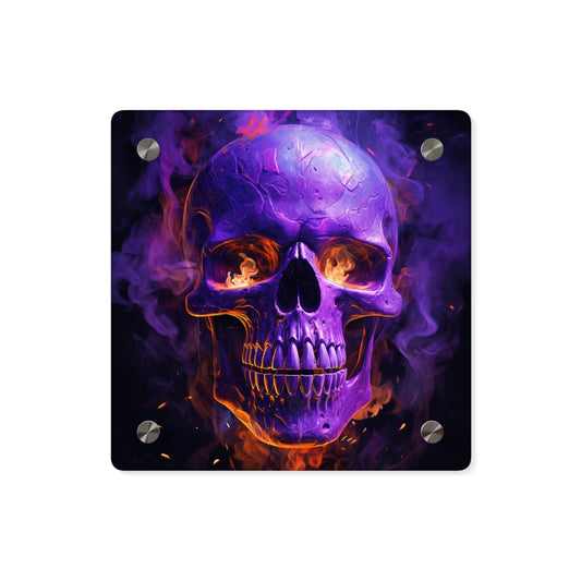 Acrylic Wall Art Panels Skull Flames 1