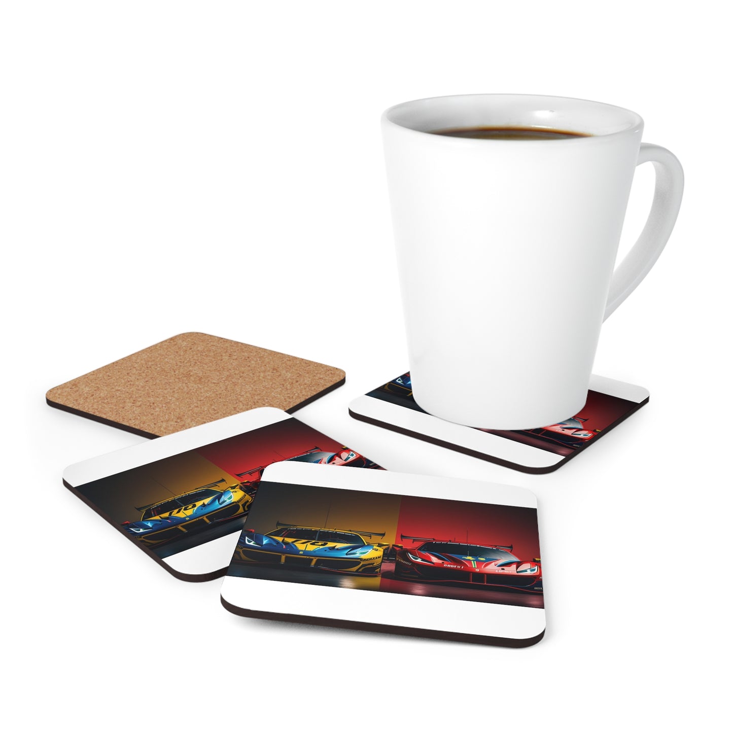 Corkwood Coaster Set Ferrari Red Blue 3