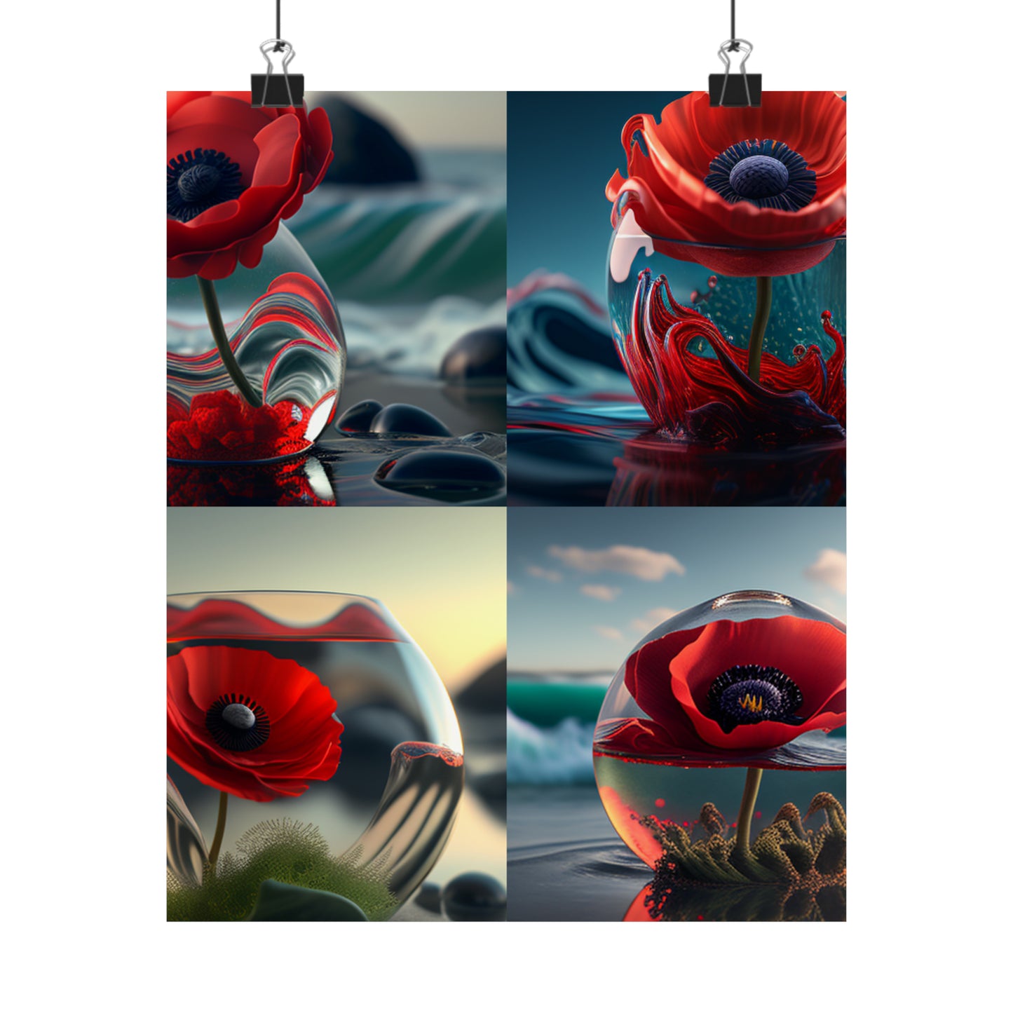 Premium Matte Vertical Posters Red Anemone in a Vase 5