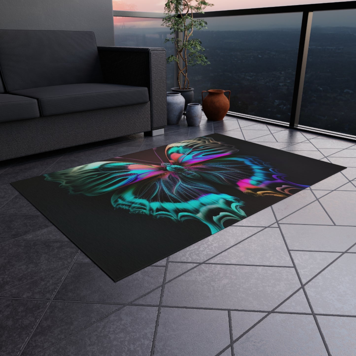 Outdoor Rug  Neon Butterfly Fusion 3