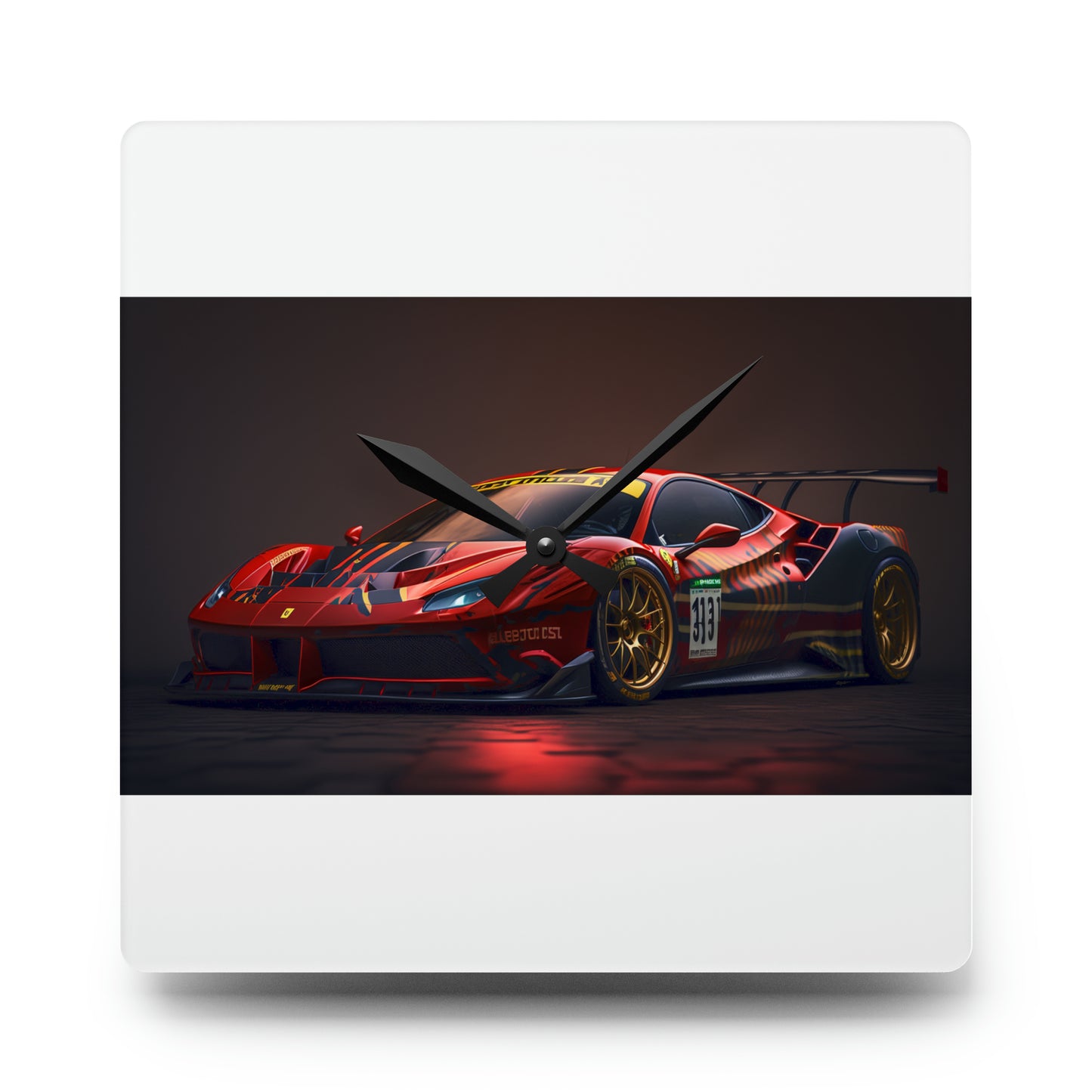 Acrylic Wall Clock Ferrari Red 1