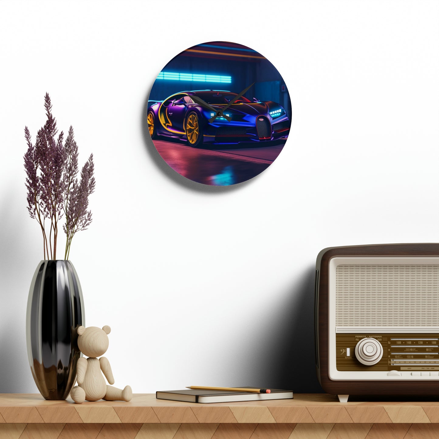 Acrylic Wall Clock Hyper Bugatti Neon Chiron 4