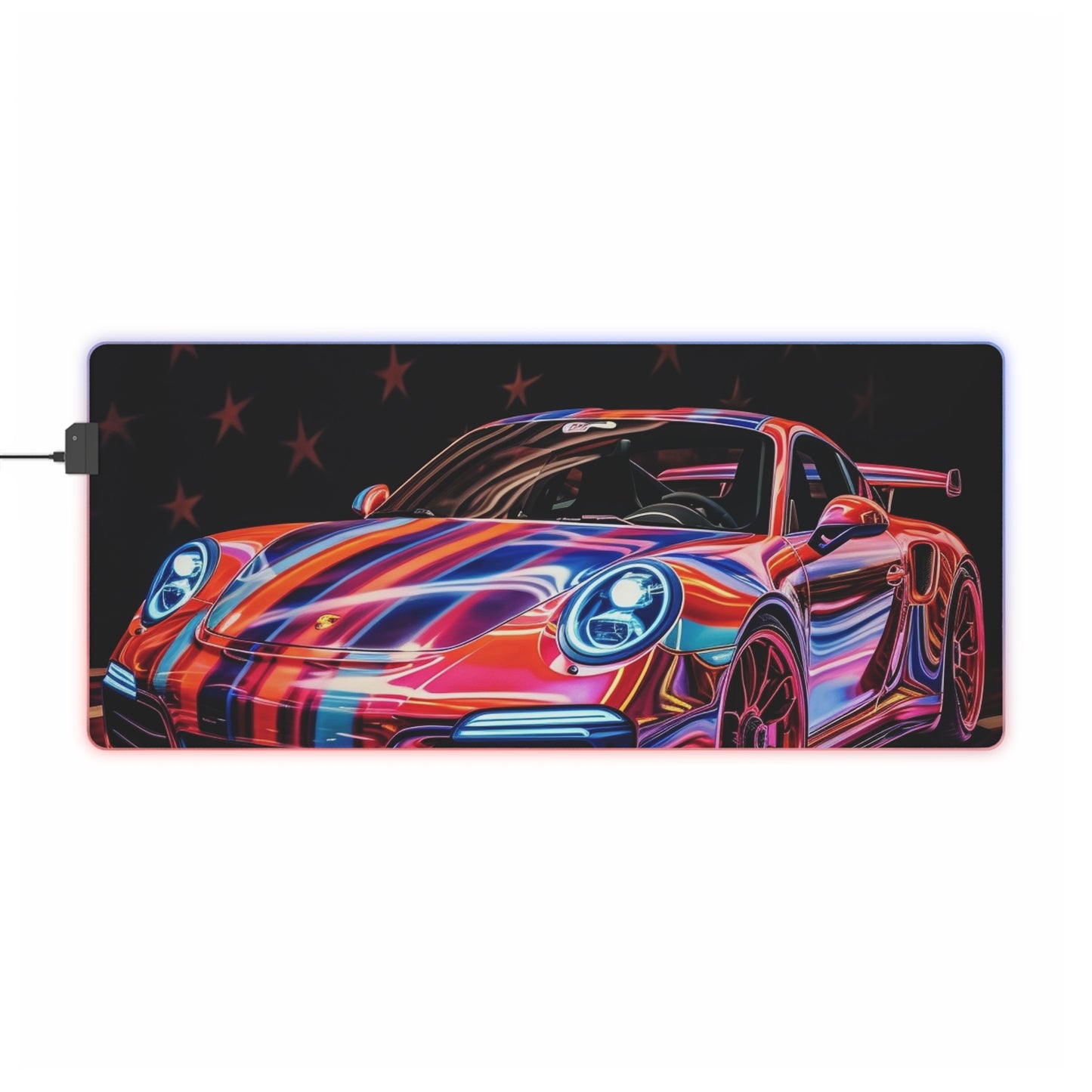 LED Gaming Mouse Pad American Flag Colored Porsche 1