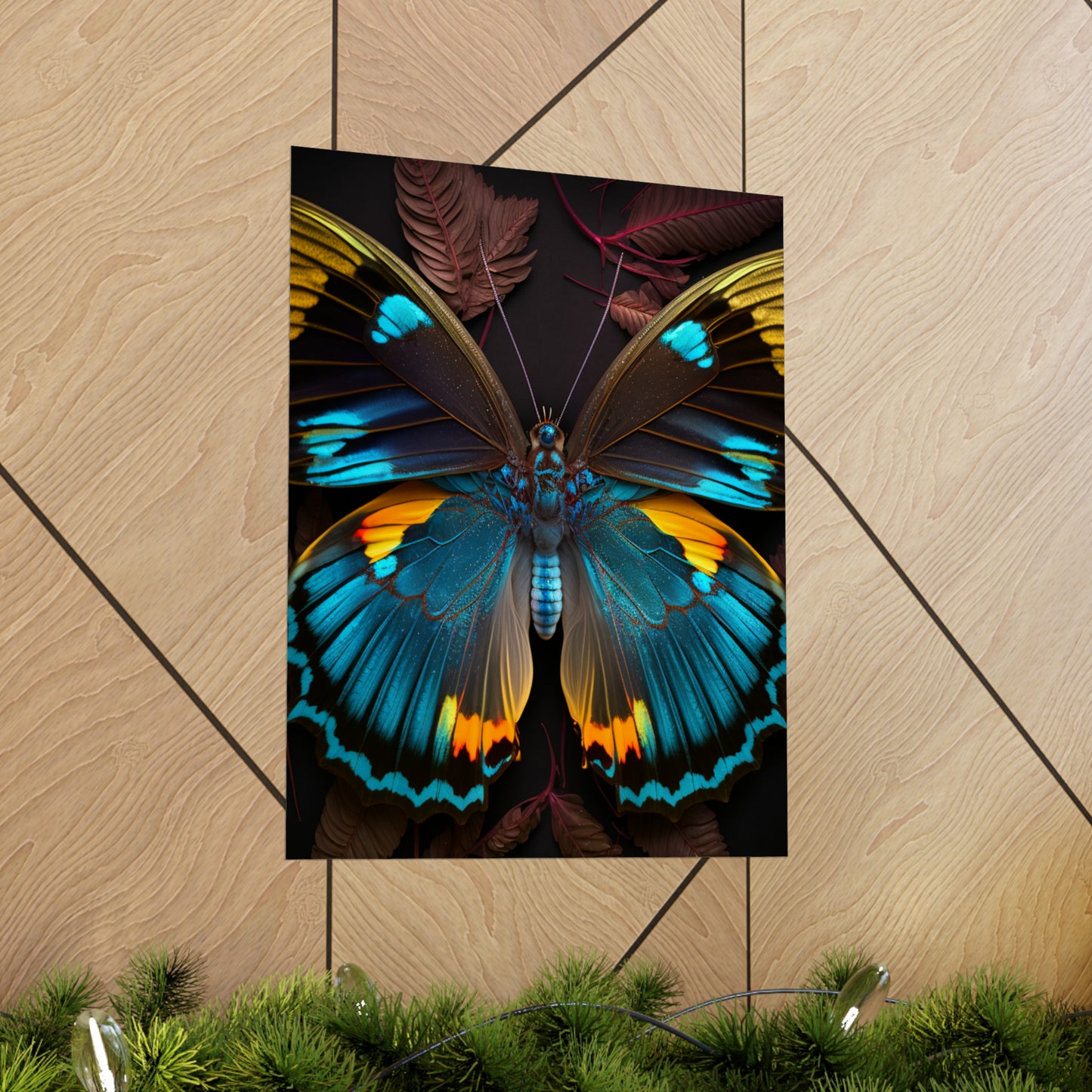 Premium Matte Vertical Posters Neon Butterfly Flair 1