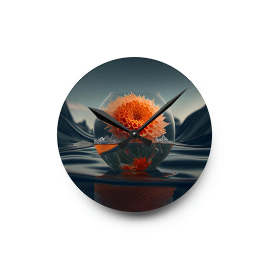 Acrylic Wall Clock Dahlia Orange 3