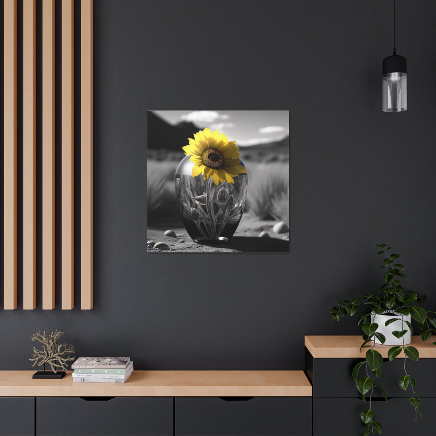 Canvas Gallery Wraps Yellw Sunflower in a vase 3