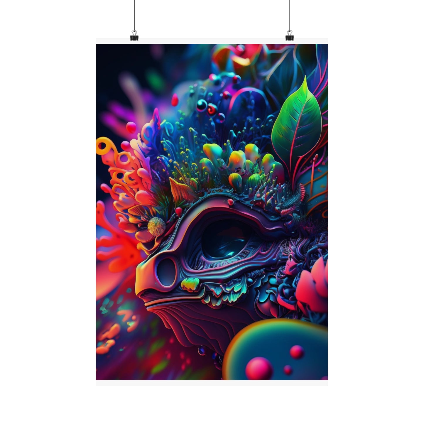 Premium Matte Vertical Posters Florescent Skull Death 2