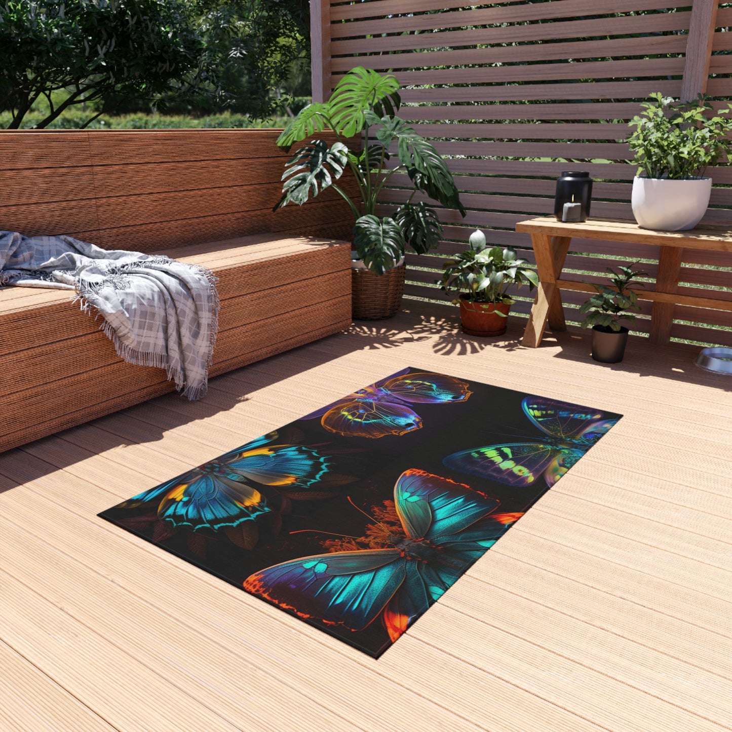 Outdoor Rug  Neon Butterfly Flair 5