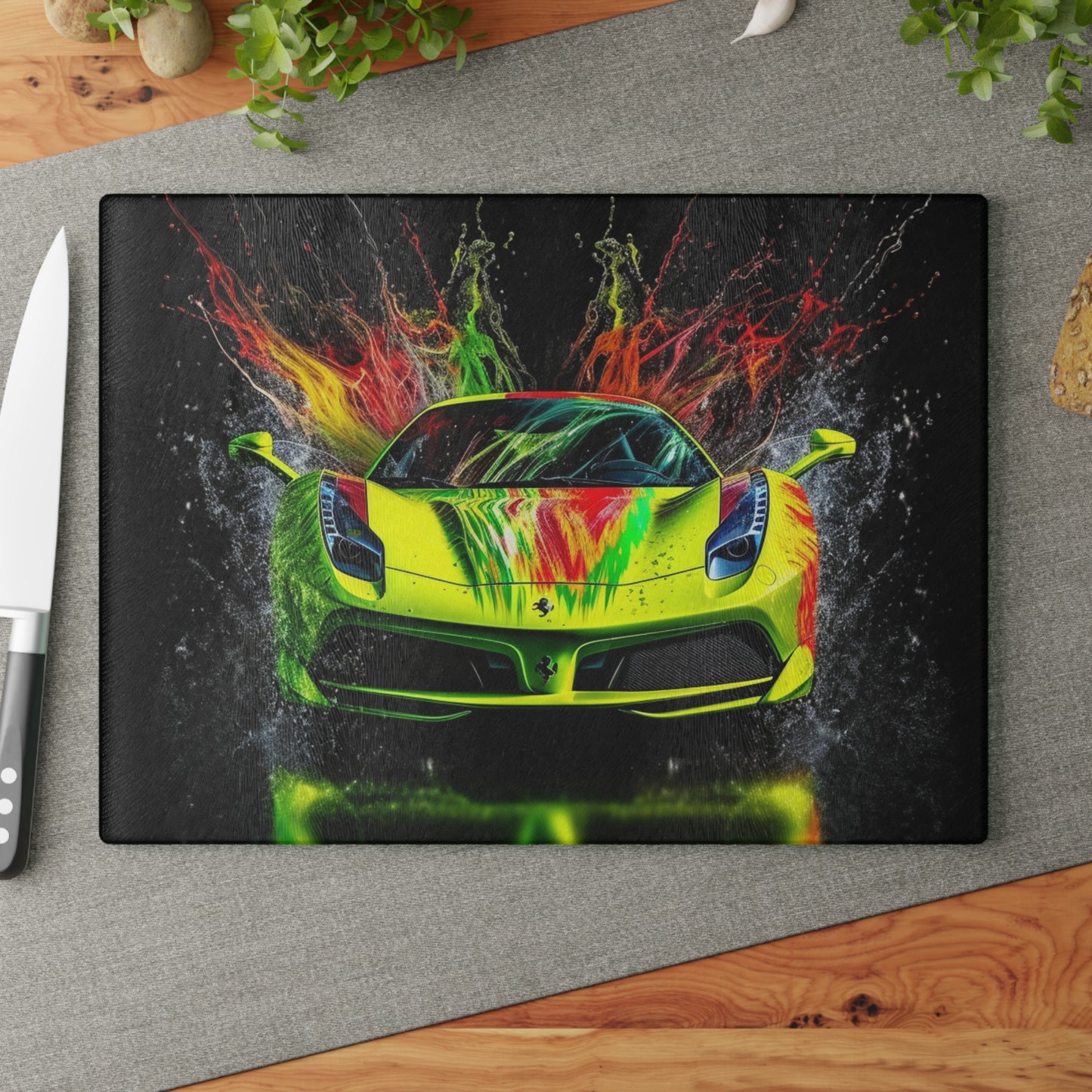 Glass Cutting Board Farrari Water 1