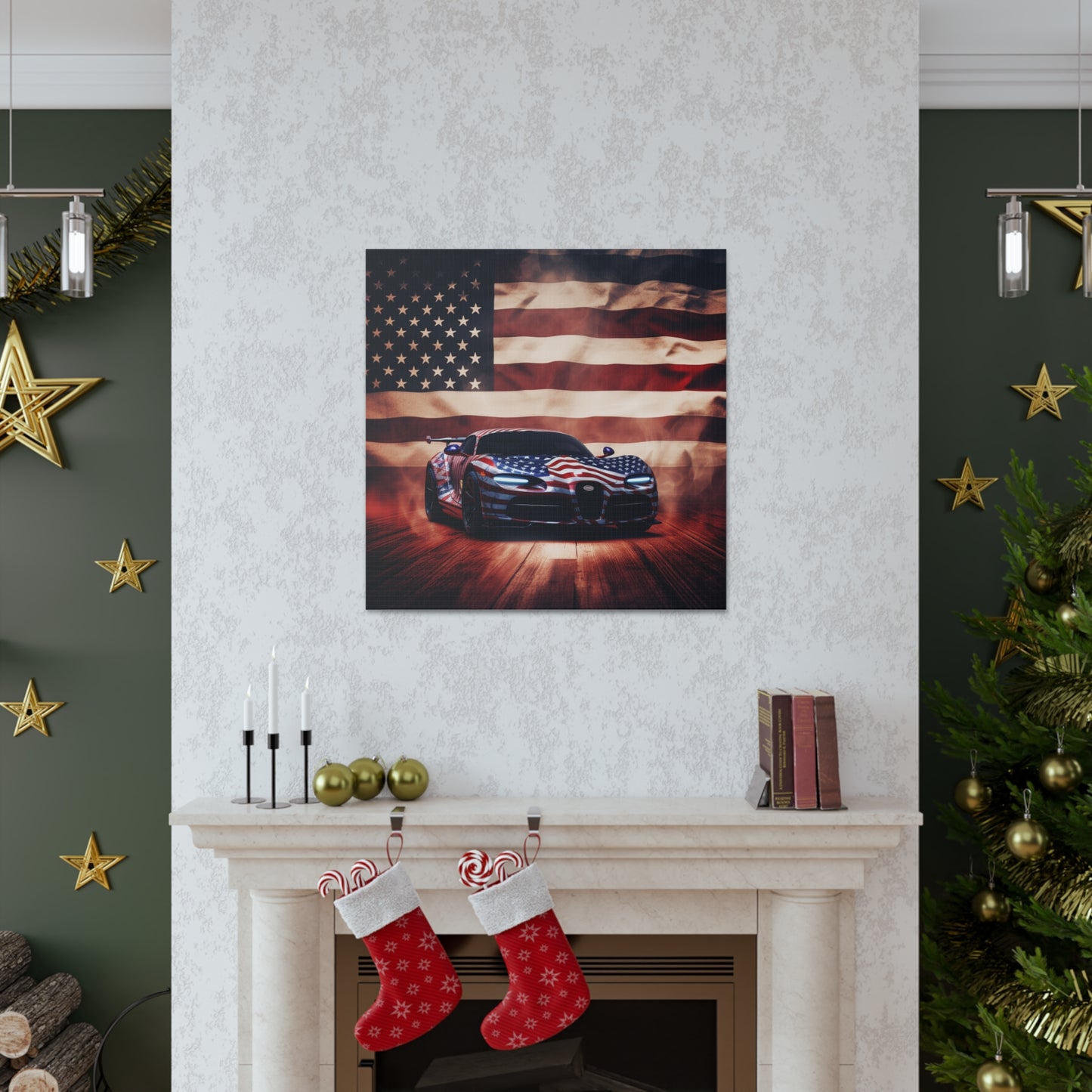 Canvas Gallery Wraps Abstract American Flag Background Bugatti 2