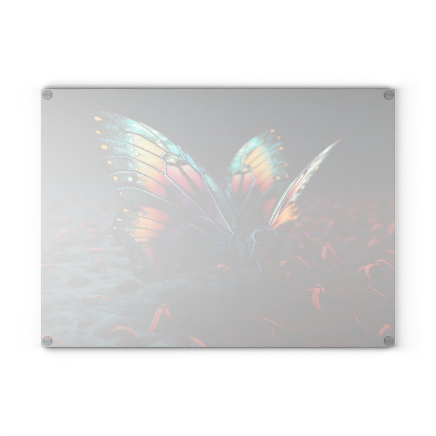 Glass Cutting Board Hyper Colorful Butterfly Macro 1