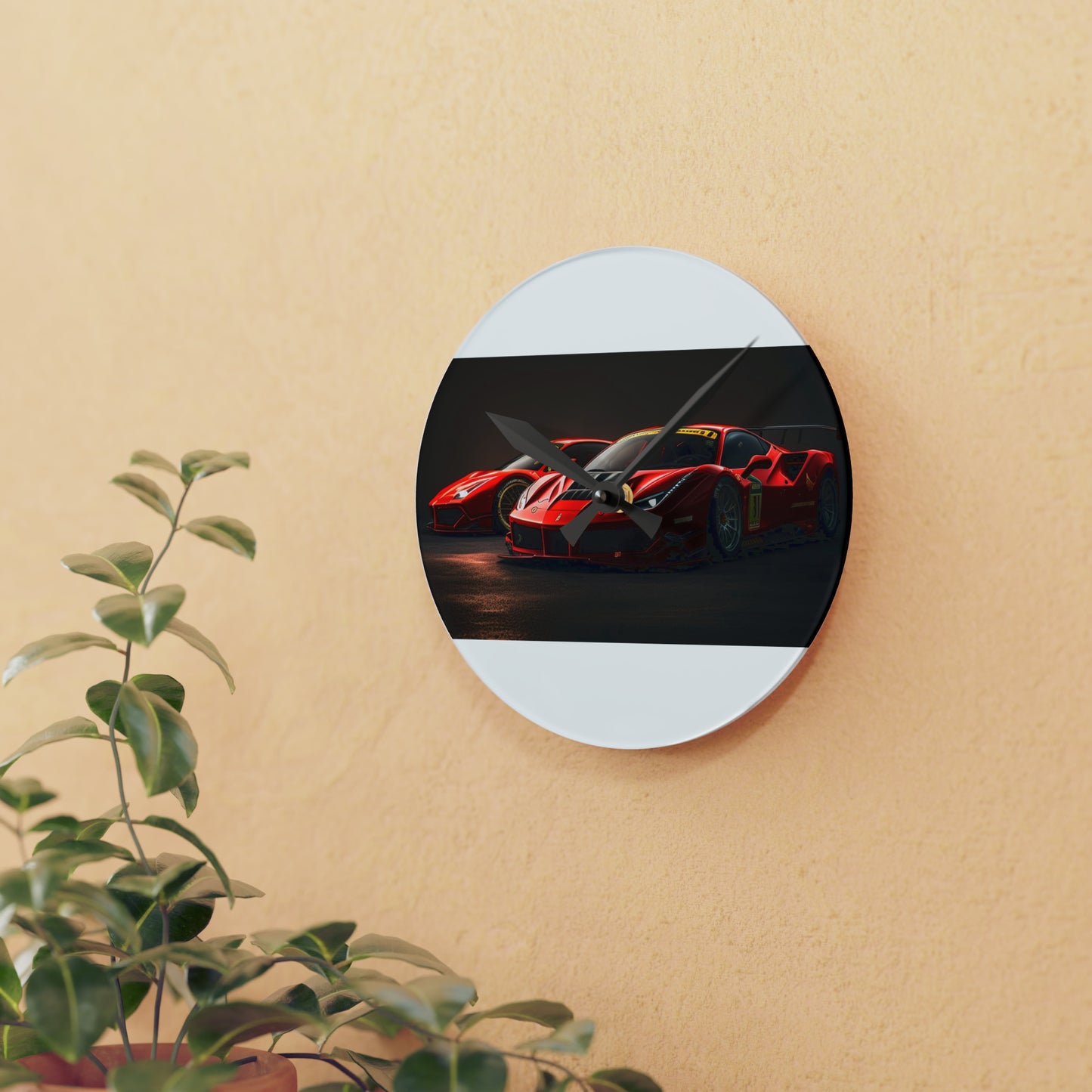 Acrylic Wall Clock Ferrari Red 4