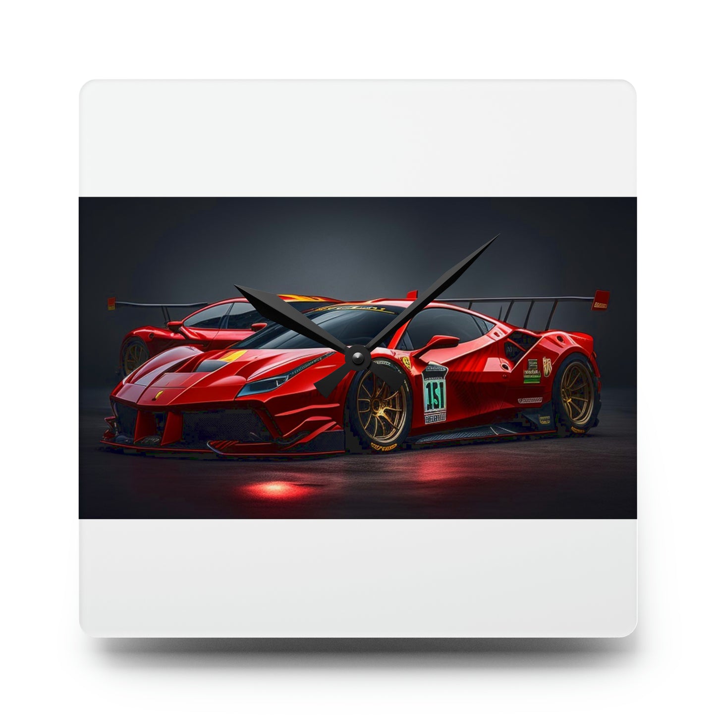 Acrylic Wall Clock Ferrari Red 2