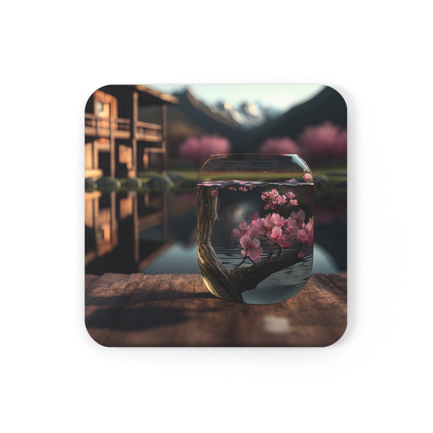 Corkwood Coaster Set Cherry Blossom 3