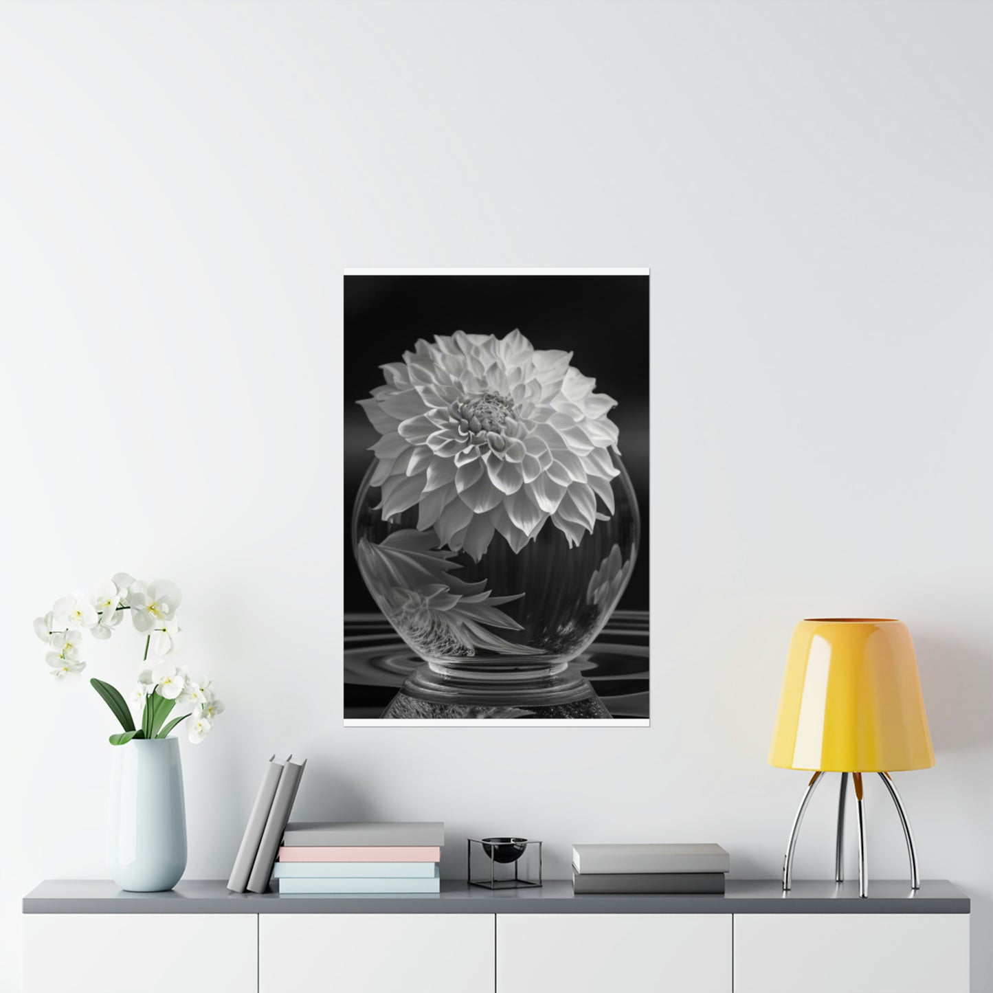 Premium Matte Vertical Posters White Dahlia 1