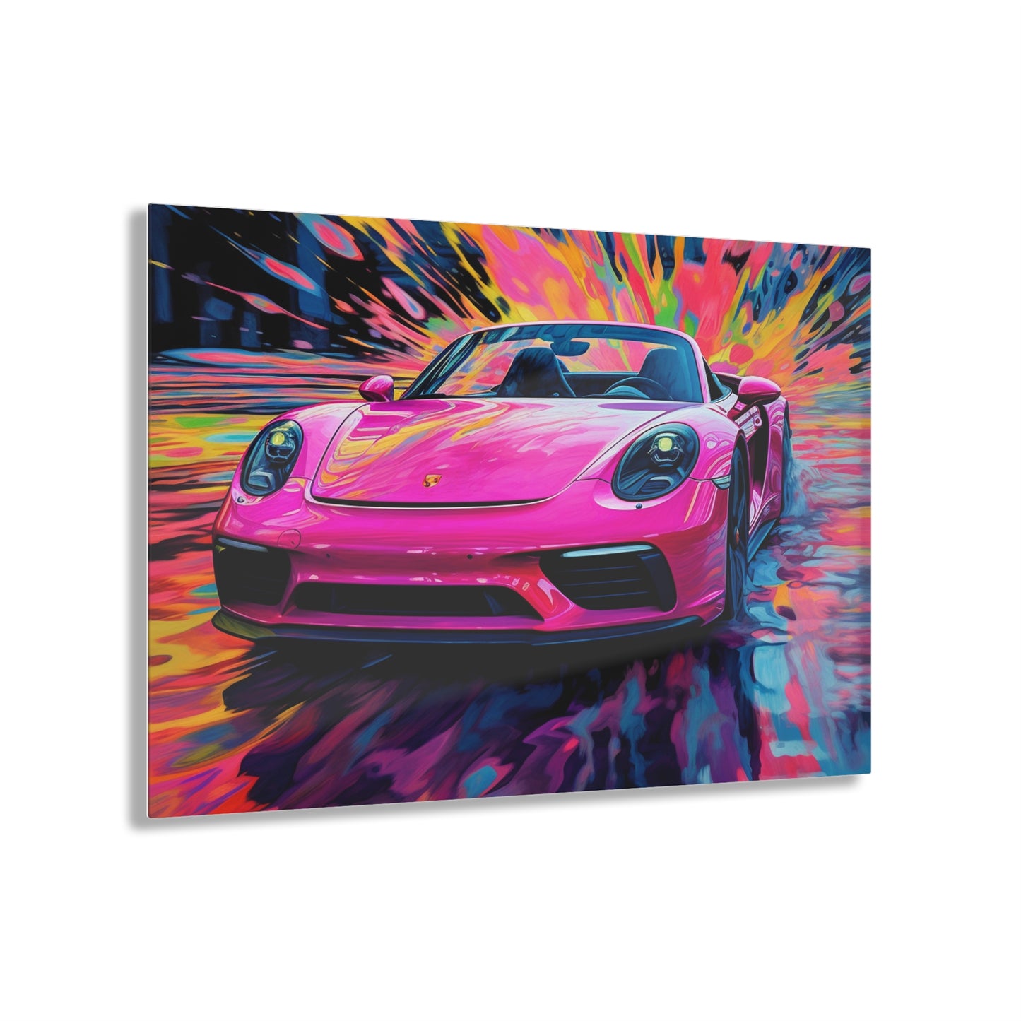 Acrylic Prints Pink Porsche water fusion 2