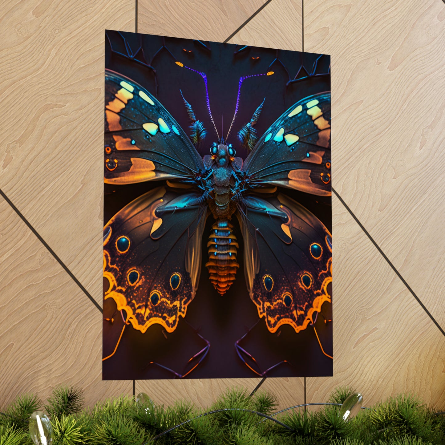 Premium Matte Vertical Posters Neon Hue Butterfly 2