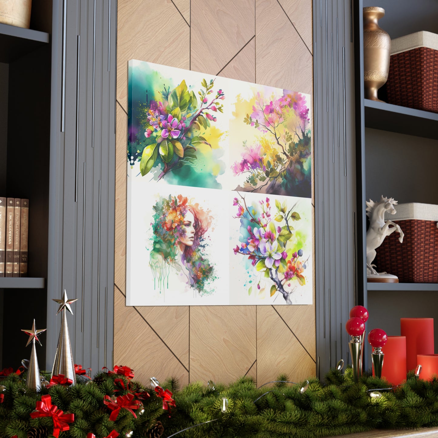 Canvas Gallery Wraps Mother Nature Bright Spring Colors Realistic Watercolor 5