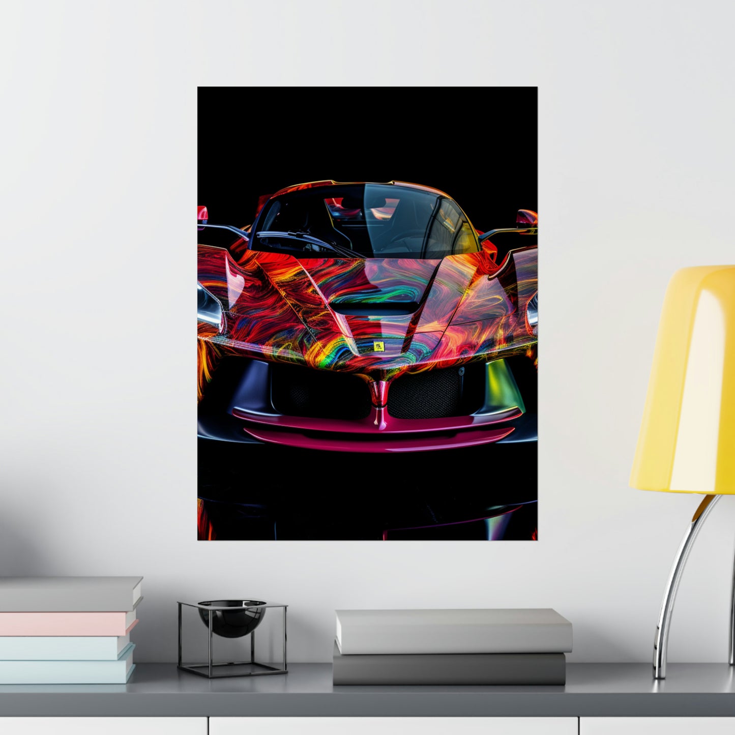 Premium Matte Vertical Posters Ferrari Neon 3