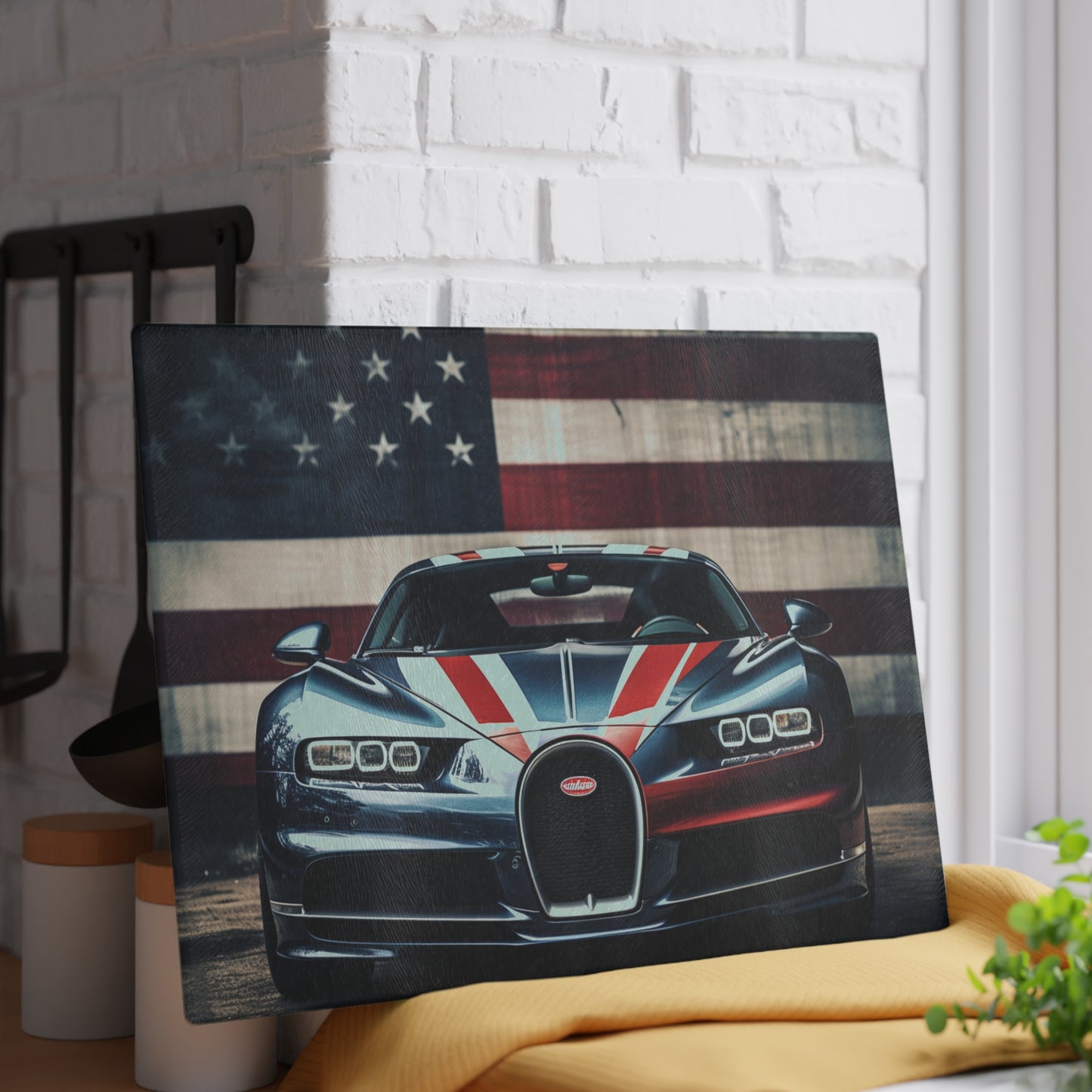 Glass Cutting Board Bugatti Flag 2