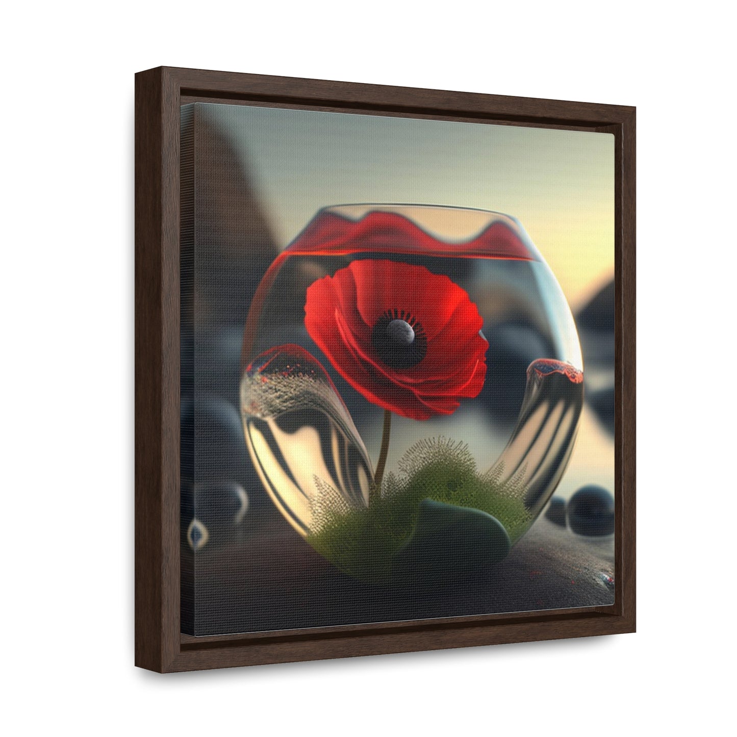 Gallery Canvas Wraps, Square Frame Red Anemone in a Vase 3