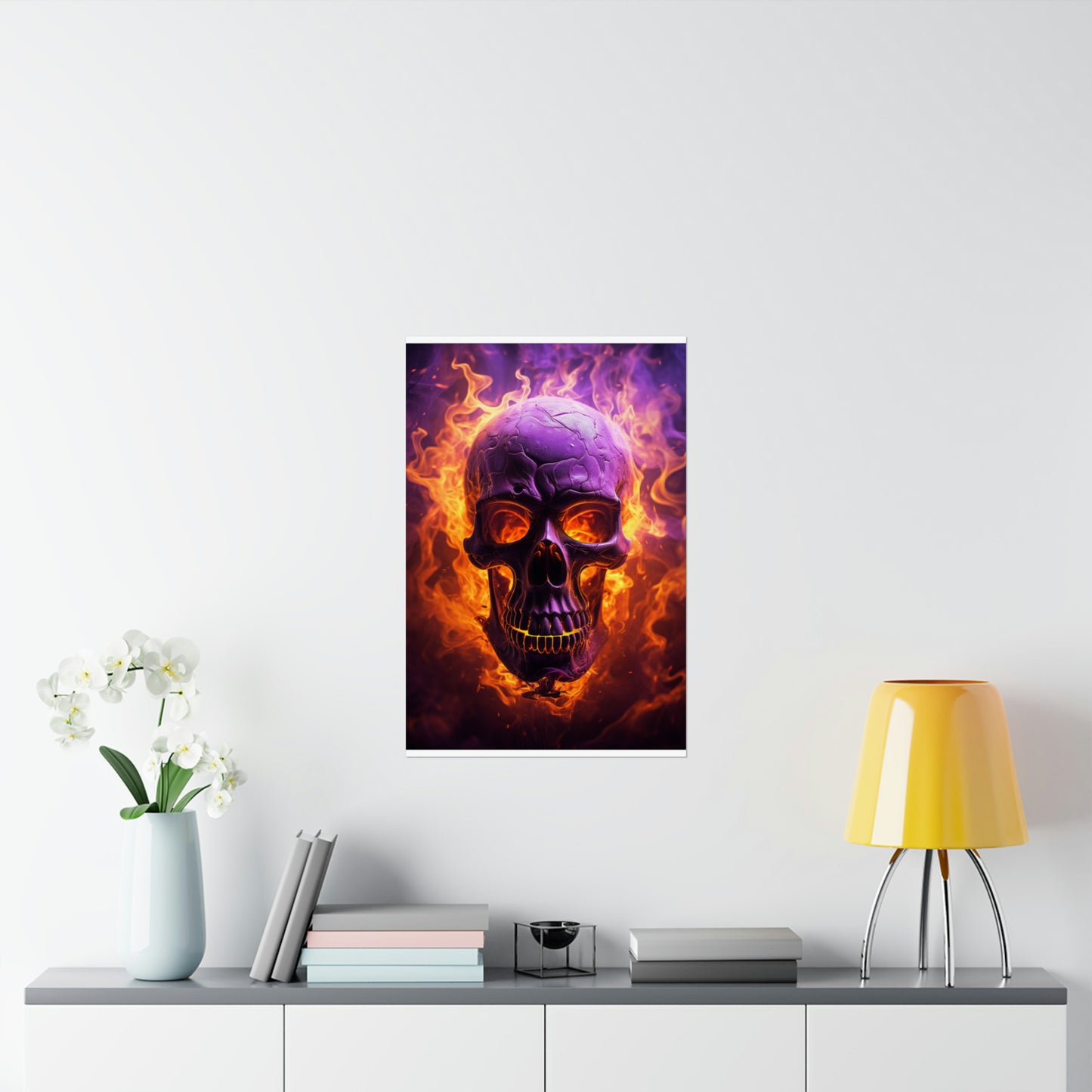 Premium Matte Vertical Posters Skull Flames 3