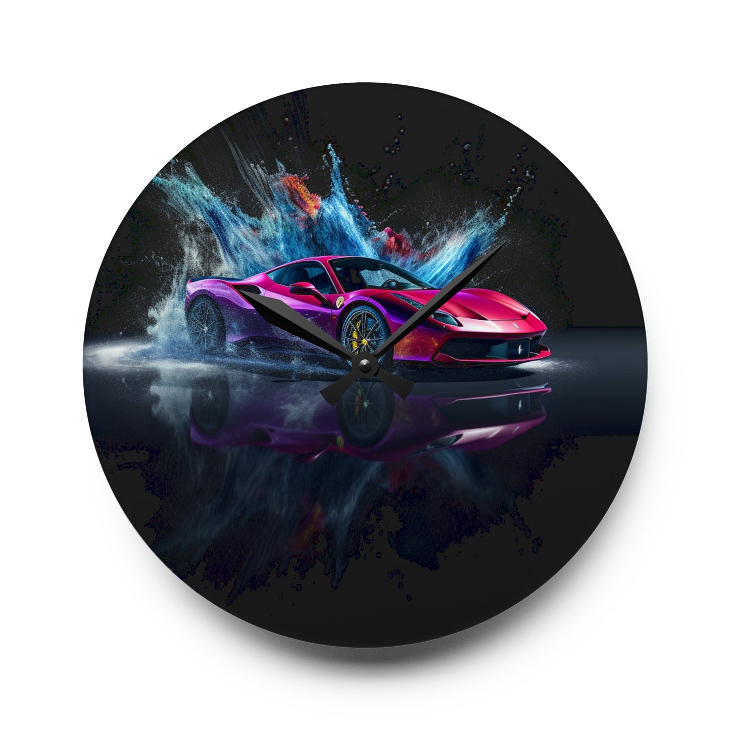 Acrylic Wall Clock Ferrari Water Splash 4