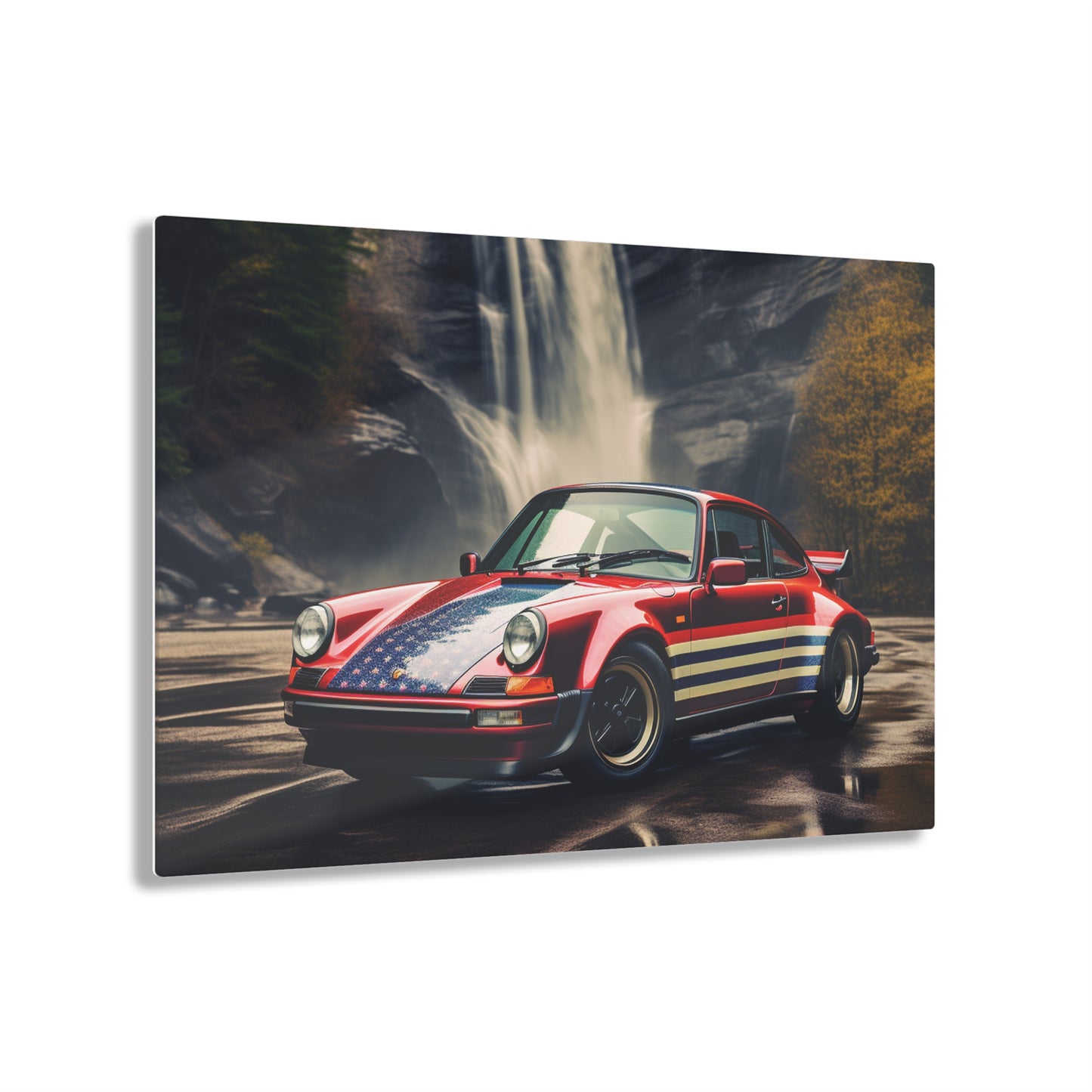 Acrylic Prints American Flag Porsche Abstract 1