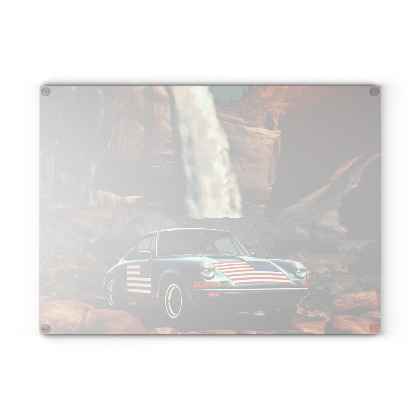 Glass Cutting Board American Flag Porsche Abstract 2