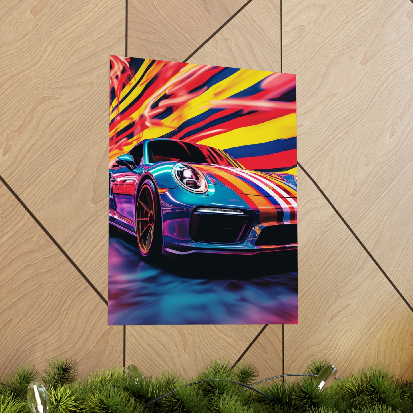 Premium Matte Vertical Posters Macro American Flag Porsche 2