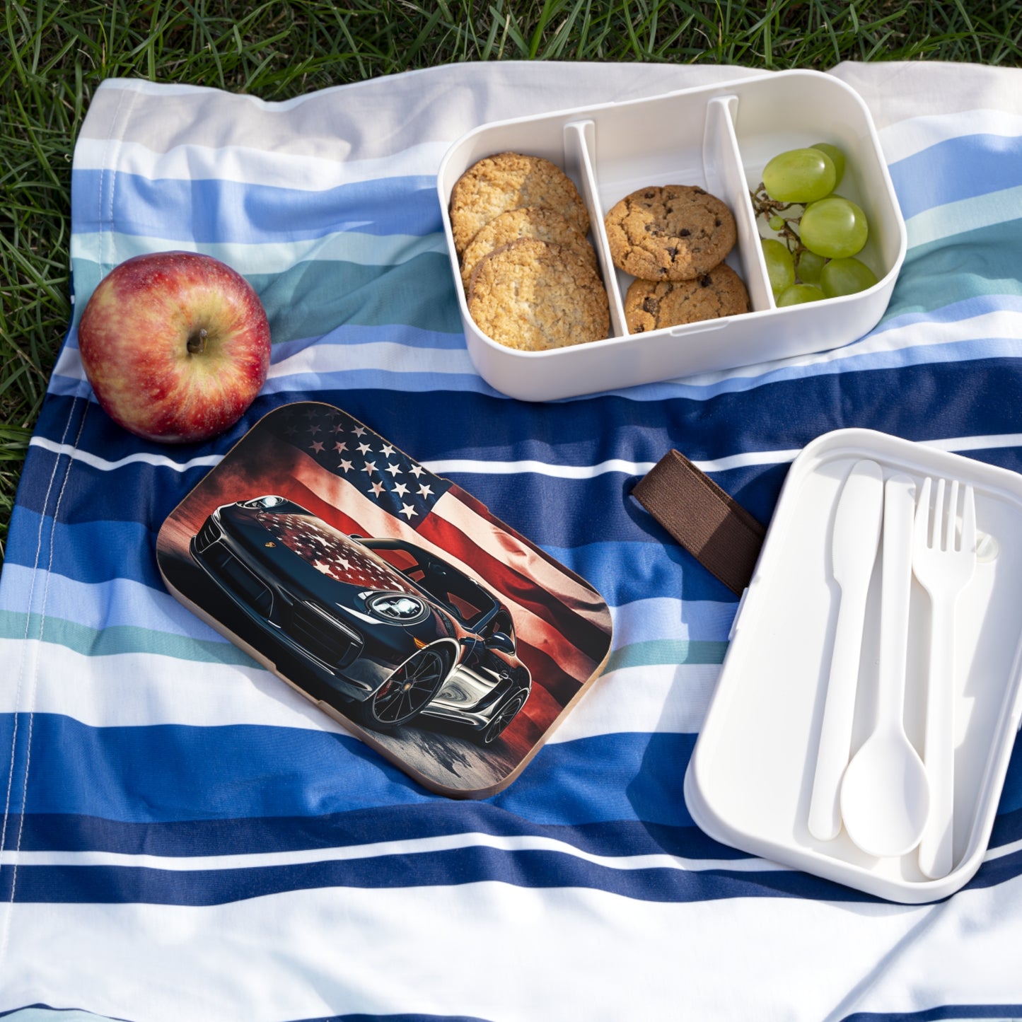 Bento Lunch Box Abstract American Flag Background Porsche 2