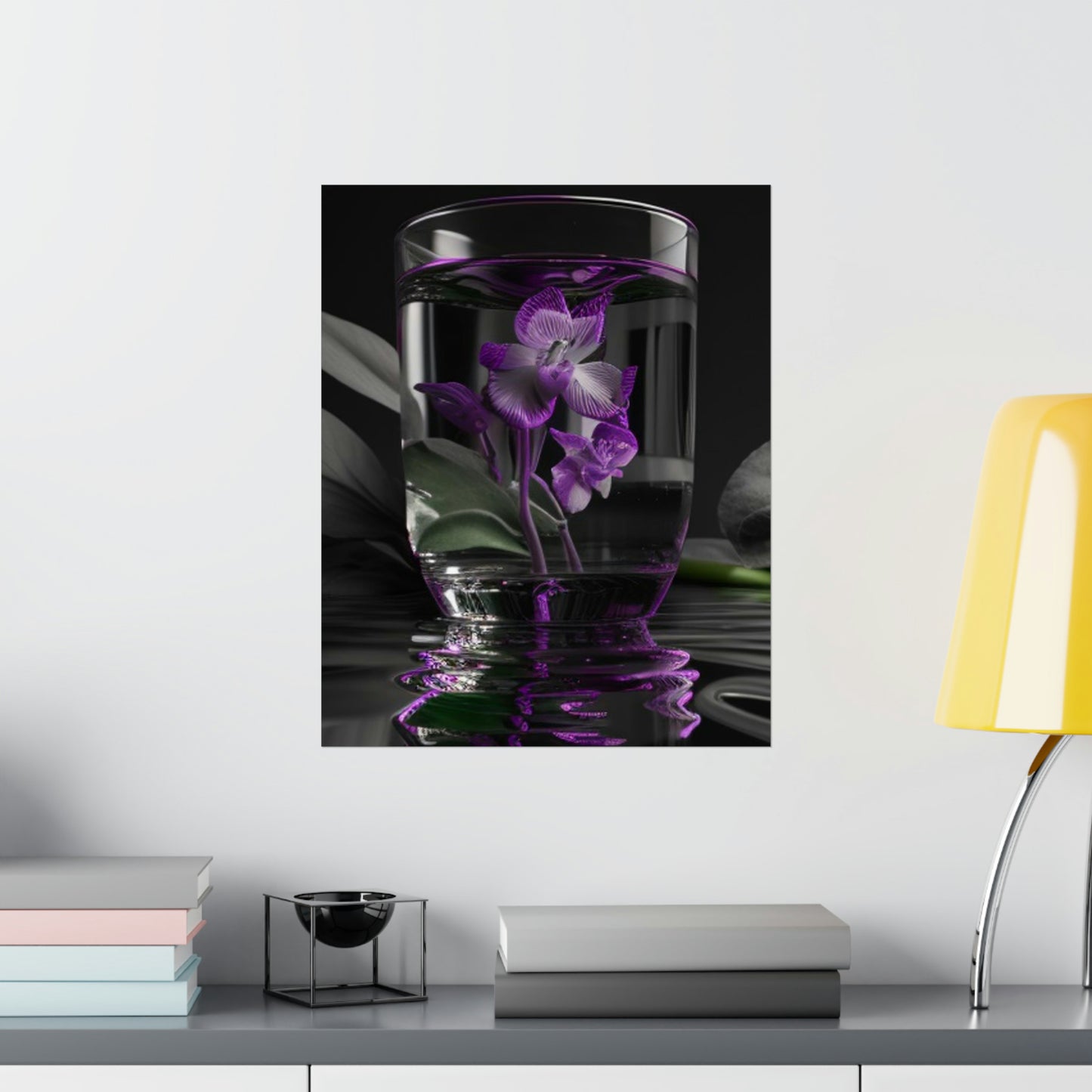 Premium Matte Vertical Posters Purple Orchid Glass vase 1