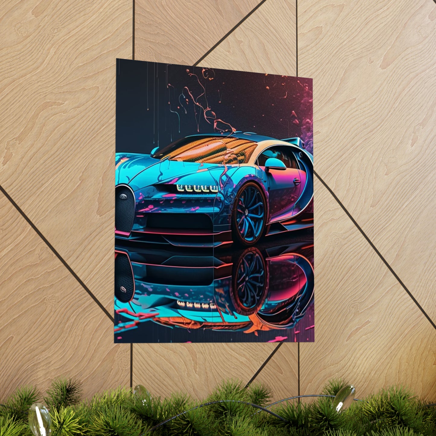 Premium Matte Vertical Posters Bugatti Neon Chiron 4