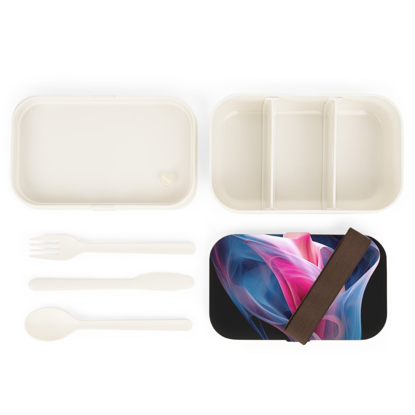 Bento Lunch Box Pink & Blue Tulip Rose 3