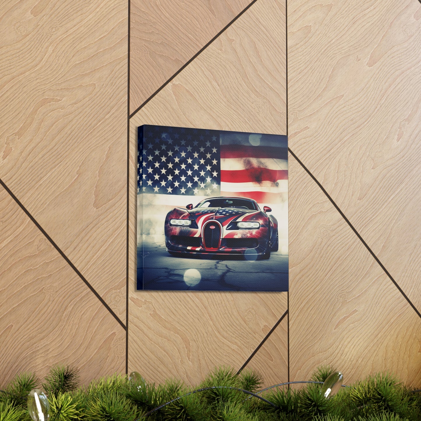 Canvas Gallery Wraps Abstract American Flag Background Bugatti 1