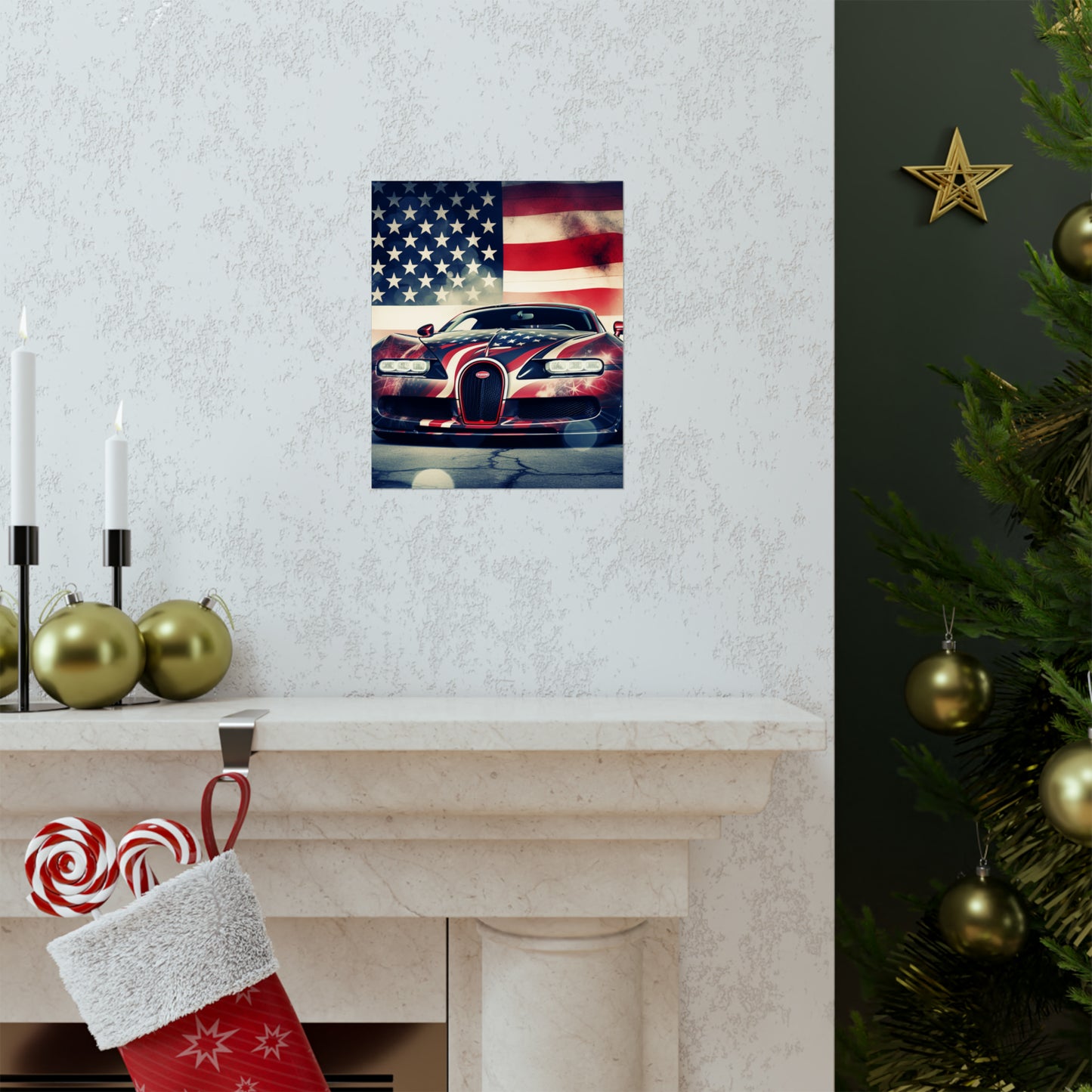 Premium Matte Vertical Posters Abstract American Flag Background Bugatti 1