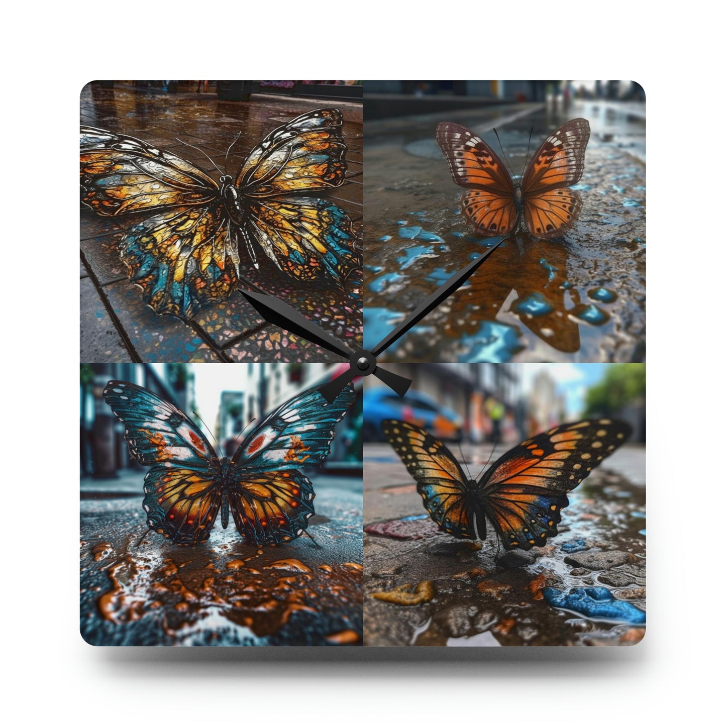 Acrylic Wall Clock Water Butterfly Street 5