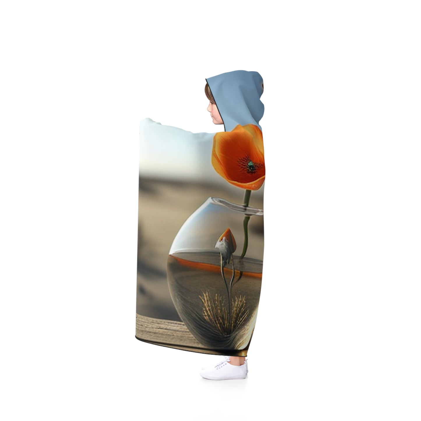 Hooded Blanket Orange Poppy in a Vase 1