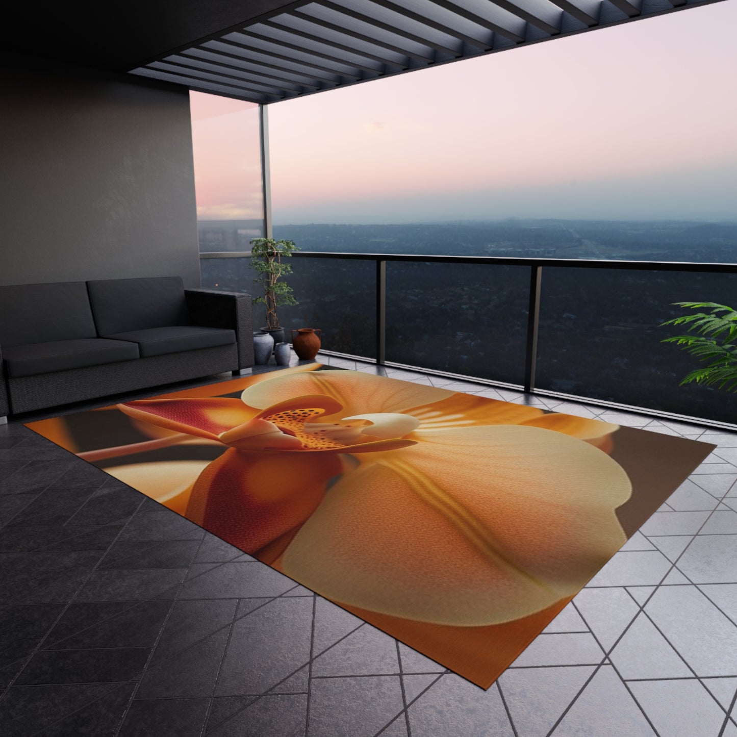 Outdoor Rug  Orange Orchid 3